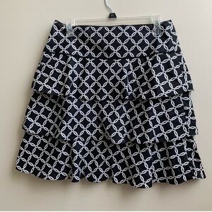 White House Black Market Black and White Tiered Bubble Mini Skirt